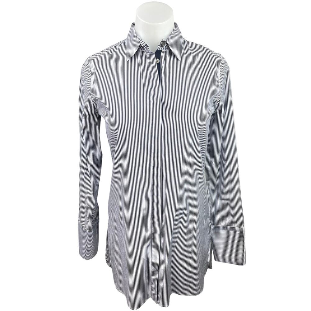 J.Crew Endless Blue Striped Button Down Long Sleeve Tunic Shirt Blouse Top Sz 0